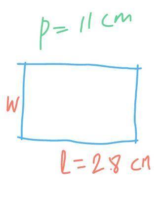 You need to design a rectangle with a perimeter of 11 cm. The length must be 2.8 cm. What is the wid