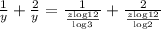 \frac{1}{y}+\frac{2}{y} =\frac{1}{\frac{z\text{log12}}{\text{log}3}}+\frac{2}{\frac{z\text{log}12}{\text{log2}}}