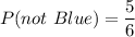 P(not \ Blue) = \dfrac{5}{6}