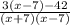 \frac{3(x-7)-42}{(x+7)(x-7)}