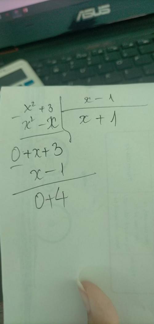 What is the remainder when x2+ 3 is divided by x - 1?