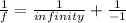 \frac{1}{f} = \frac{1}{infinity} + \frac{1}{-1}