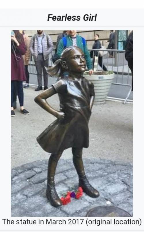 Tell me about the fearless girl created by Kirsten visbal statue size, age and facial features. We’r