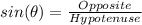 sin(\theta) = \frac{Opposite}{Hypotenuse}