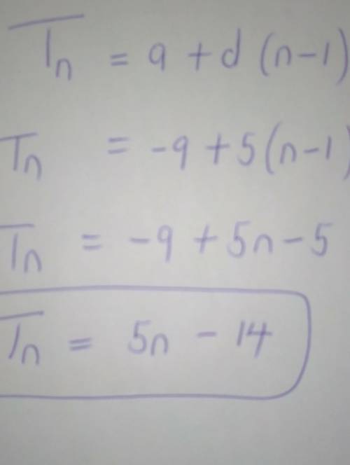 Find an explicit rule for the nth term of the arithmetic sequence.
-9, -4, 1, 6, ...