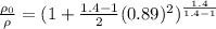 \frac{\rho_0}{\rho}=(1+\frac{1.4-1}{2}(0.89)^2)^{\frac{1.4}{1.4-1}}