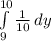 \int\limits^{10}_9 {\frac{1}{10} } \, dy