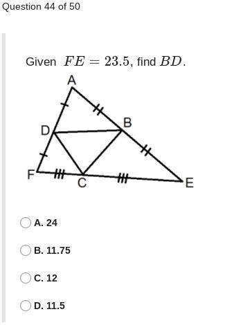 Given FE=23.5, find BD.
