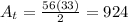 A_t = \frac{56(33)}{2} = 924