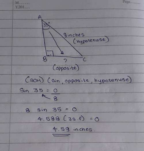 The figure below shows a triangular piece of cloth:
 

Triangle ABC has angle ABC equal to 90 degree