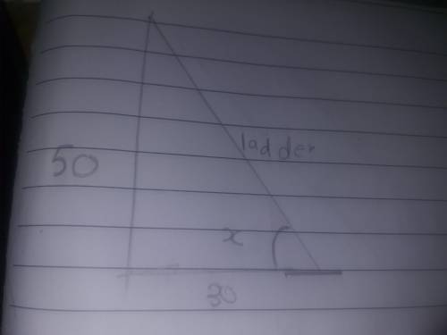 The angle made by the ladder with the ground is degrees, and the length of the ladder is inches.