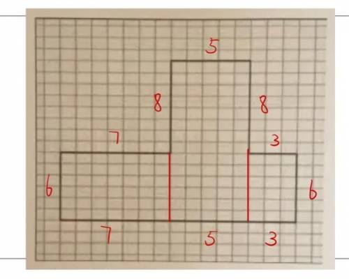 (2)

Study the figure below and use the counting square method to determinethe perimeter and area of