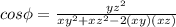cos\phi=\frac{yz^2}{xy^2+xz^2-2(xy)(xz)}