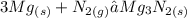 3Mg _{(s)}  + N _{2(g)} → Mg_{3} N _{2(s)}