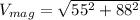 V_{mag}=\sqrt{55^2+88^2}