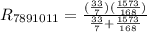 R_{7891011}=\frac{(\frac{33}{7}\Ohm)(\frac{1573}{168})}{\frac{33}{7}\Ohm+\frac{1573}{168}\Ohm}