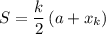 \displaystyle S = \frac{k}{2}\left( a + x_k\right)
