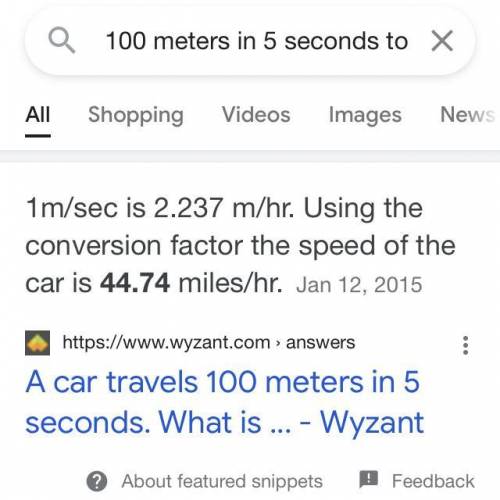 An object moves 100m in 5sec, Calcutta speed.pls answer my question!​