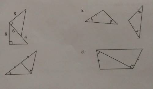 Determine whether or not the triangle each pair below are congruent. Justify your conclusion.