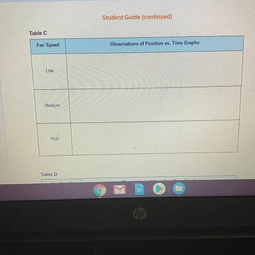 Virtual lab guide motion with constant acceleration Table C