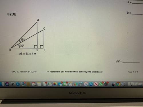 Determine the exact value of each indicated side. Pre calc question help
