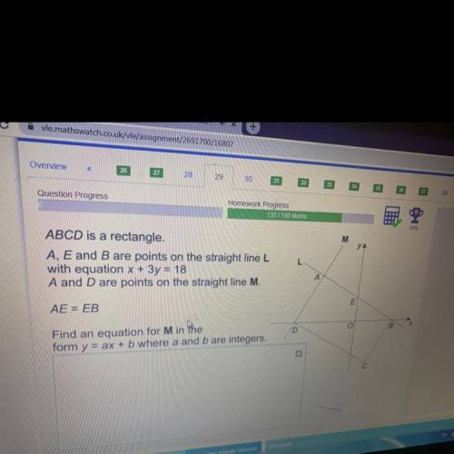 ABCD is a rectangle. A, E and B are points on the straight line L with equation x + 3y = 18 A and D