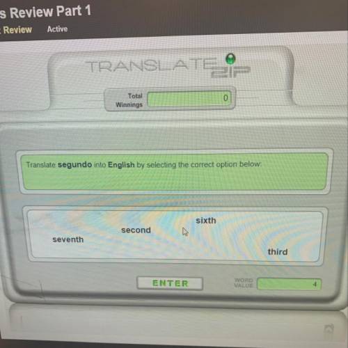 Translate segundo into English by selecting the correct option below