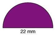 What is the area of the semicircle? 13 pts. 69.08 mm 2 138.16 mm 2 150.72 mm 2 189.97 mm 2
