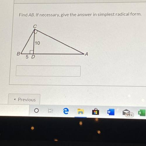 Find AB. If necessary, give the answer in simplest radical form.