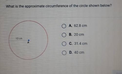 What is the approximate circumference of the circle shown below?