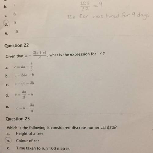 Question 22. Given that ... what is the expression for C?