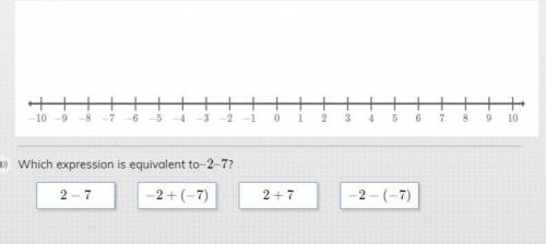 Which expression is equivalent to -2 - 7?