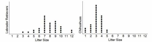 PLEASE HELP ASAPThe following dot plot represents the litter sizes of two random samples of dogs: La