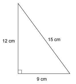 What is the area of the triangle? A =  A. 54 cm^2 B. 90 cm^2 C. 108 cm^2 D. 216 cm^2