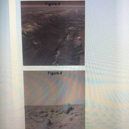 Which surface features on mars can you identify in the four photographs?