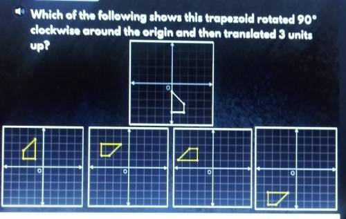 Which of the following shows this trapezoid rotated 90°clockwise around the origin and then translat