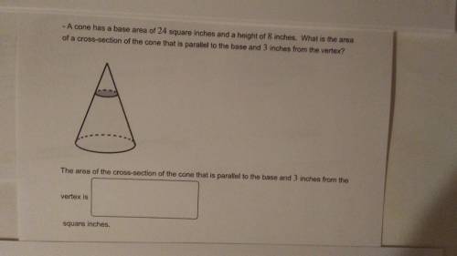 Find the area if the cross-section of the cone