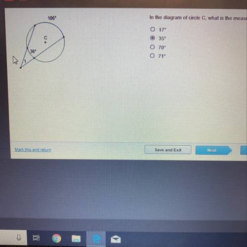 In the diagram of circle C,what is the measure of <1?