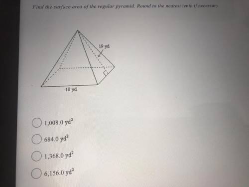 Find the surface area of the regular pyramid. Round to the nearest tenth if necessary