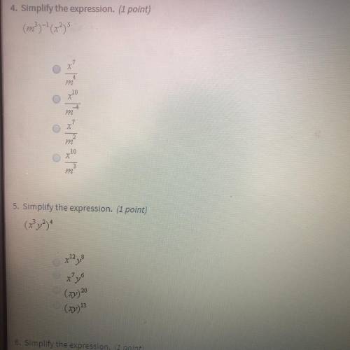 Simplify the expression question in picture