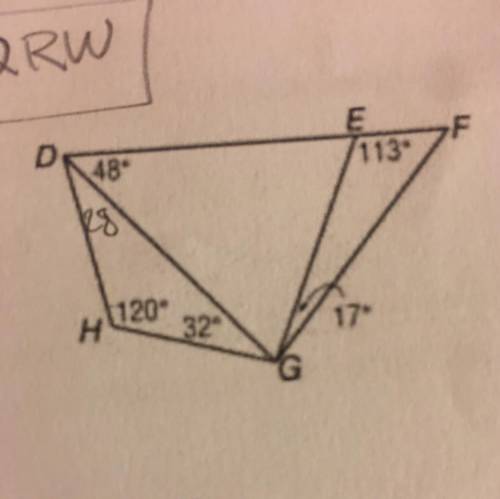 How do you find the measures of angles G,E and F? Help pleez