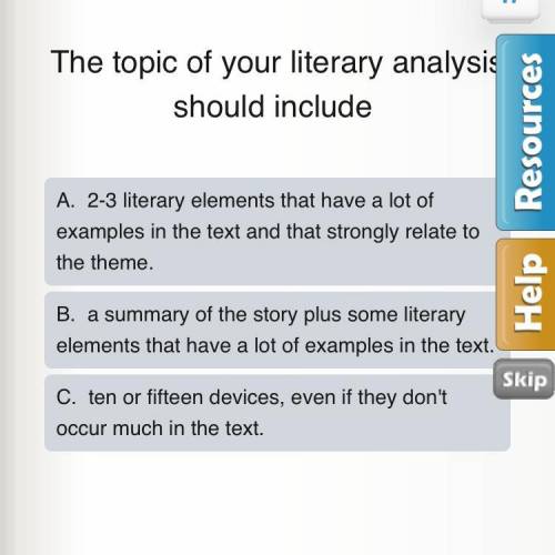 The topic of your literary analysis should include? *please see picture* *serious answers only*
