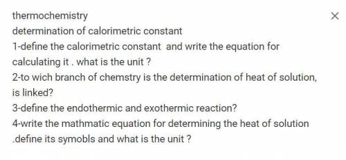 Thermochemistry determination of calorimetric constant