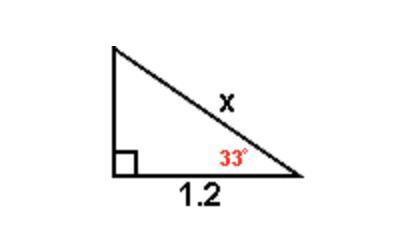 Find x to the nearest tenth. A. 0.7 B. 1.0 C. 1.1 D. 1.4