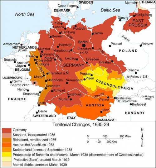 Reading a Map: German Expansion 1937-1939  1.) Which were the first three areas on the map conquered