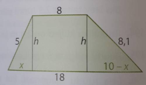 Find h and calculate the surface area. (All data is presented in decimeters, using the Pythagorean T