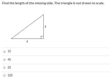 Find the length of the missing side. The triangle is not drawn to scale.