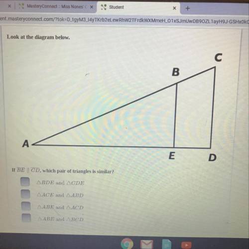 If BE CD, which pair of triangles is similar ?