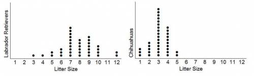 50 points I will give brainliest. The following dot plot represents the litter sizes of two random s