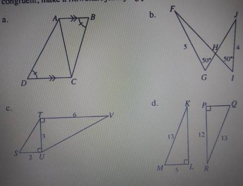 In each diagram below, determine whether the triangles are congruent, similar, but not congruent, or